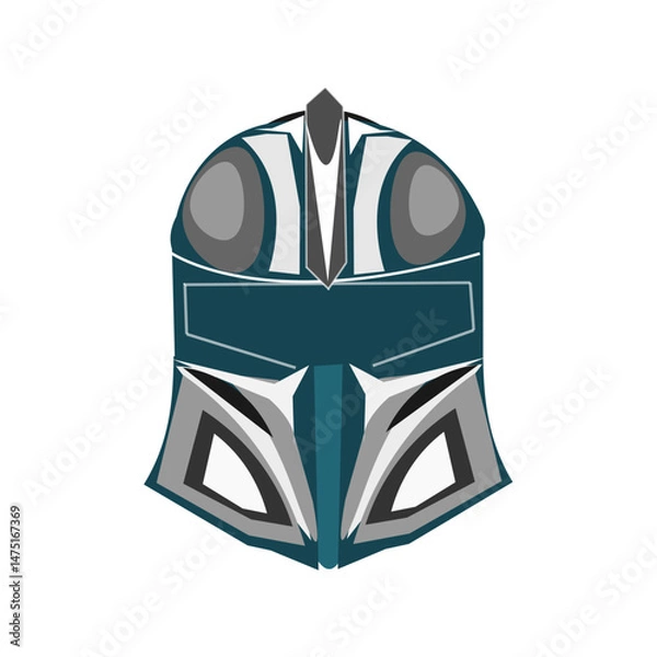 Obraz Cartoon Warrior Helmet Vector Illustration 