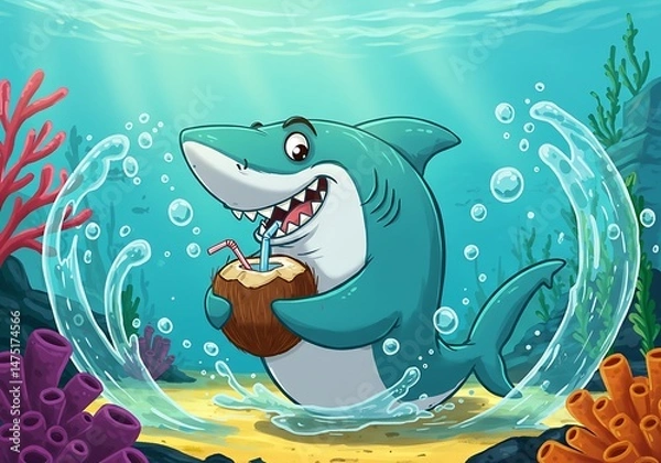 Obraz Shark with Sandwich in Water Splash