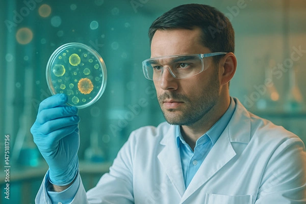 Fototapeta Analyzing bacterial growth in a laboratory science facility research image clean environment close-up view microbial study