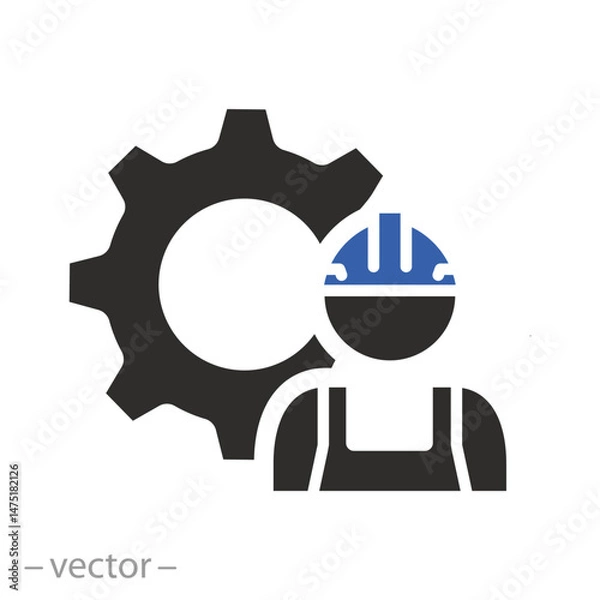 Fototapeta factory job, industrial worker icon, manufacturing specialist, flat vector illustration