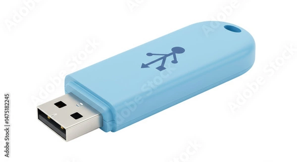 Obraz Isolated Blue USB Flash Drive with USB Symbol
