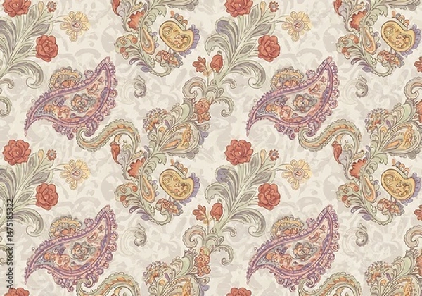 Obraz Soft Colored Paisley Fabric Pattern