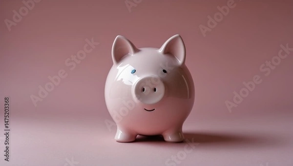 Fototapeta Close perspective of a piggy bank with a background