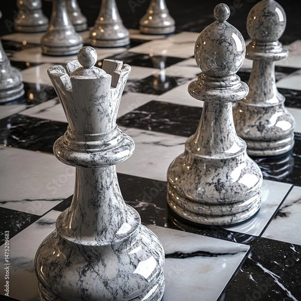 Obraz A large, detailed chess piece standing, symbolizing strategy and power

