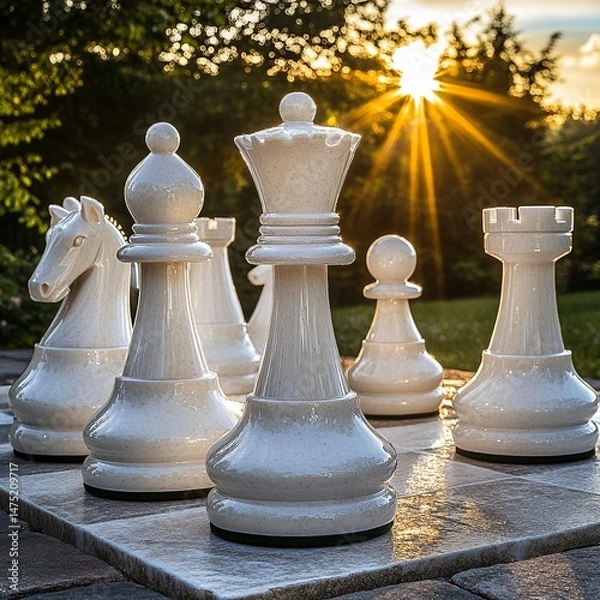Obraz A large, detailed chess piece standing, symbolizing strategy and power

