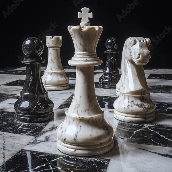 Obraz A large, detailed chess piece standing, symbolizing strategy and power

