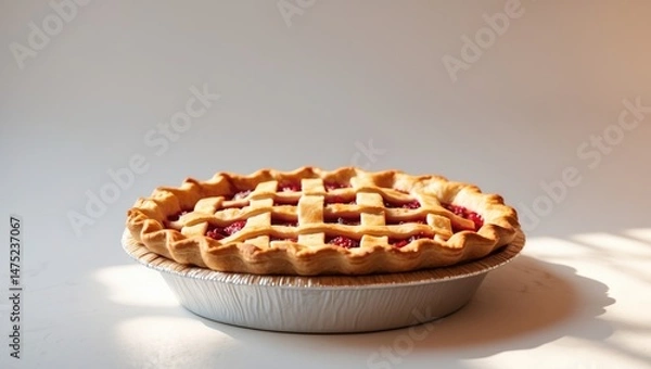 Obraz Homemade pie set on a plain white background