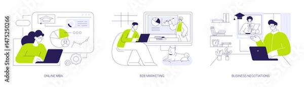 Fototapeta Online business courses isolated cartoon vector illustrations se