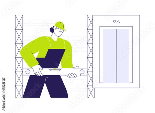 Obraz Elevator installation abstract concept vector illustration.