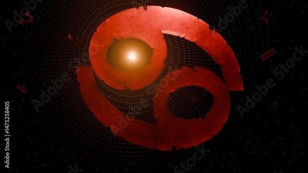 Fototapeta 3d render of prominent cancer symbol and astrological background