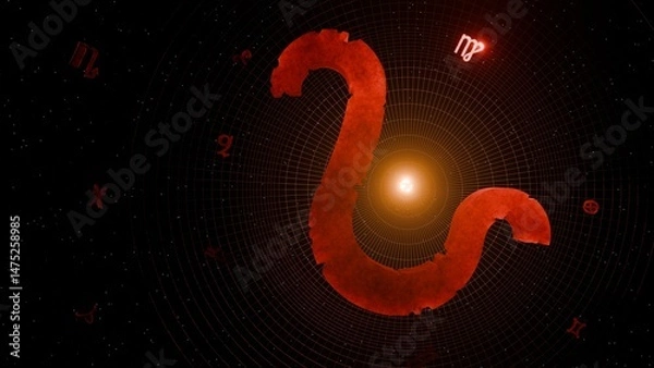 Fototapeta 3d render of prominent leo symbol and astrological background