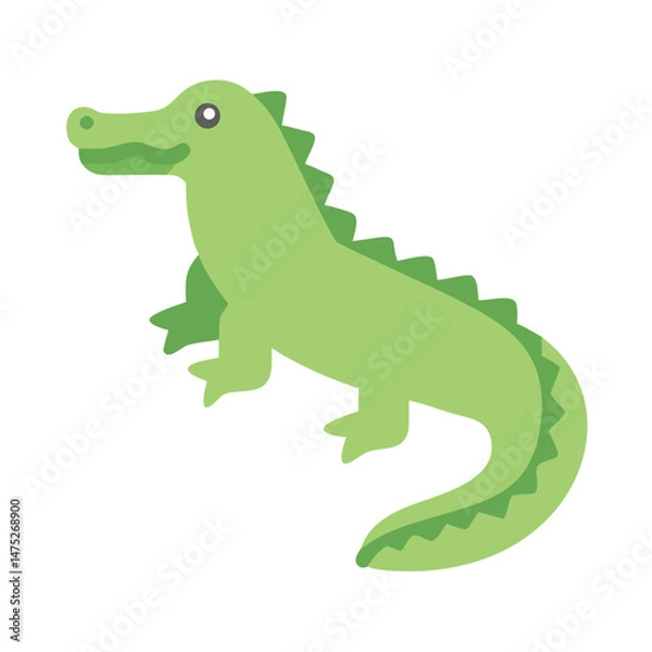 Fototapeta Simple Flat Crocodile Illustration on Black Background Stock Image