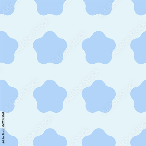 Fototapeta Seamless pattern with repeating rounded star shapes in light blue tones. Vector geometric background for textile, wallpaper, print, banner, poster. Top view illustration