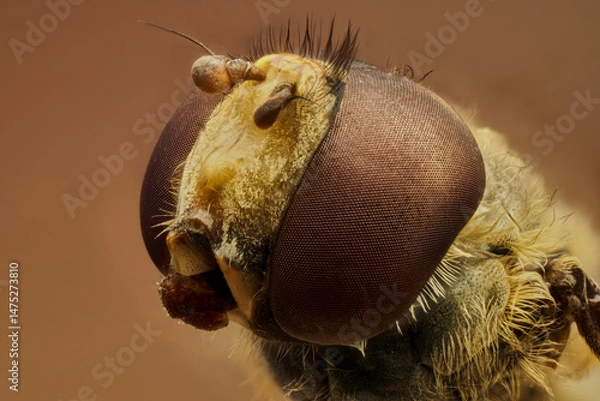 Obraz cabeza de mosca en macro extremo a 5X