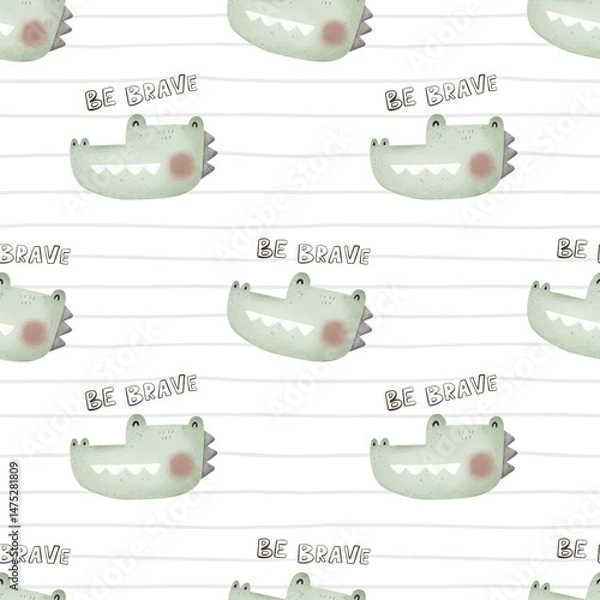 Obraz Seamless pattern with cartoon crocodiles. colorful illustration for kids. Animals. hand drawing, flat style. baby design for fabric, print, textile, wrapper