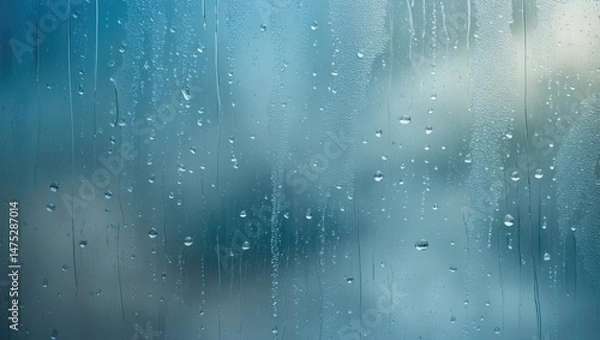 Obraz Abstract textured background with moisture and raindrops on glass surface