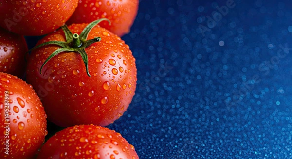 Obraz Juicy red tomatoes glistening with dew drops a vibrant burst of freshness