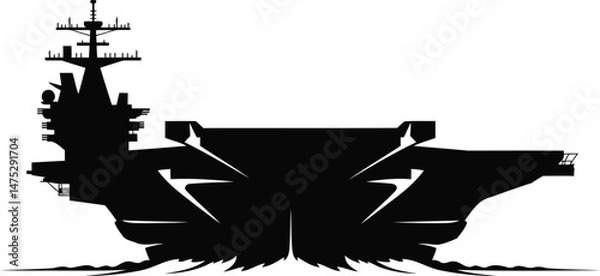 Obraz Aircraft Carrier Silhouette Vector Design, Transparent Background.