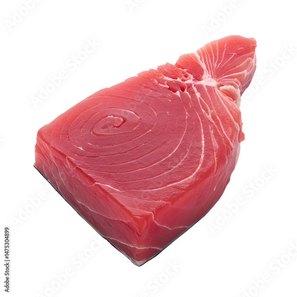 Fototapeta Fresh tuna steak with pink flesh and spiral pattern
