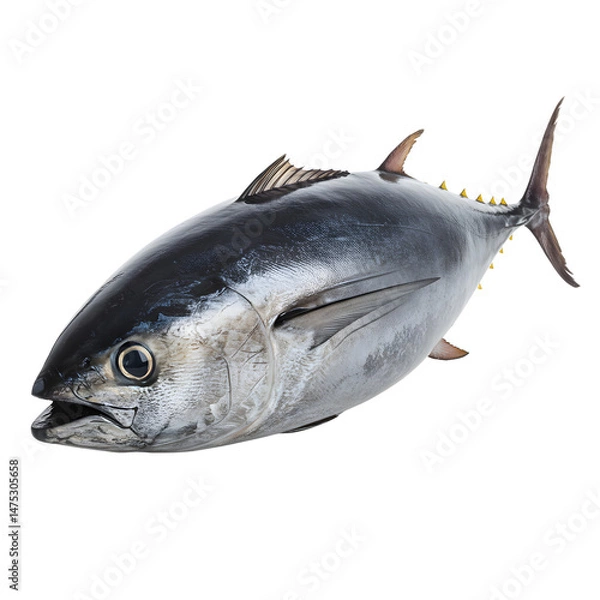 Fototapeta Fresh whole tuna fish with shiny scales
