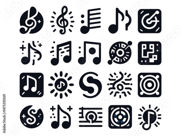 Fototapeta Music Signs Vector Icon Pack