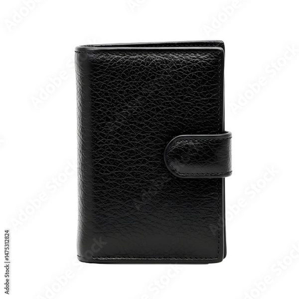 Fototapeta Closed black leather wallet with clasp closure

