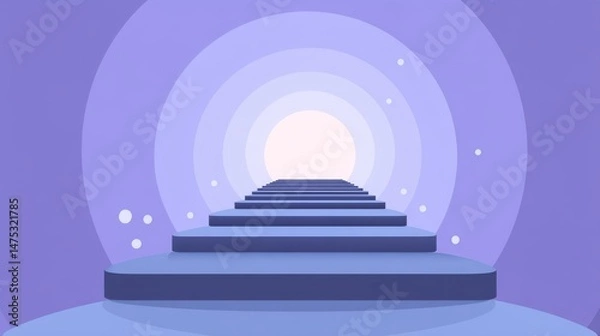 Obraz Floating Steps Leading Towards Glowing Light in a Minimalist Purple UI Design