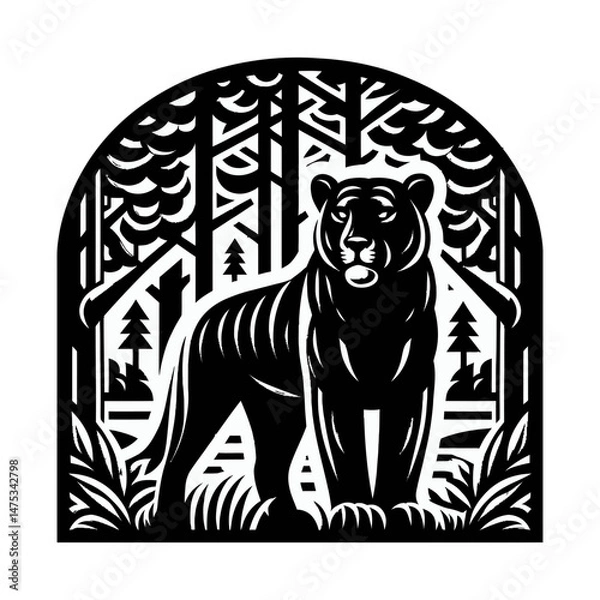 Fototapeta Panther Standing in Front of Forest