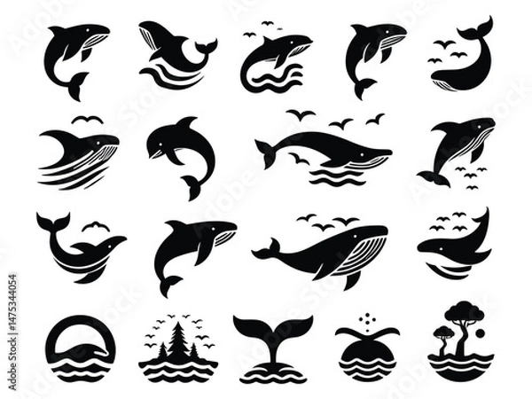 Fototapeta Whale Vector Icon Pack