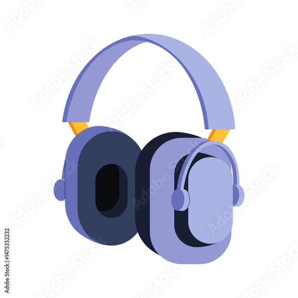 Obraz Headphones icon isolated on white background. Wireless portable headset. Flat vector illustration.