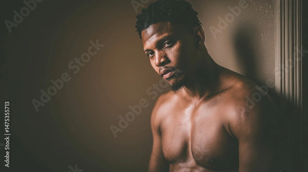 Fototapeta Man in low light studio portrait