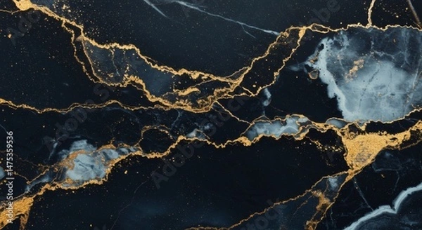 Obraz Elegant Dark Abstract Marble Texture with Gold Accents: A Luxurious Background