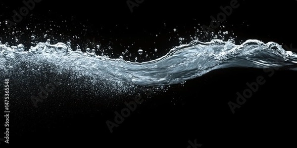 Fototapeta Dynamic water splash action black fluid motion