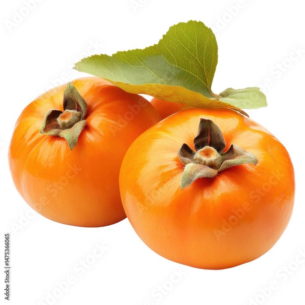 Obraz Ripe persimmons on a Transparent background highlighting their vibrant color and fresh appearance, Piece ripe persimmons isolated on PNG background