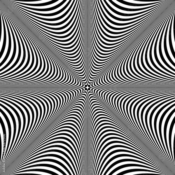 Fototapeta 3D Illusion in Abstract Op Art Wavy Lines Pattern. 