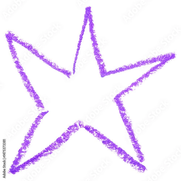 Obraz Freehand purple abstract star, simple children's crayon illustration isolated