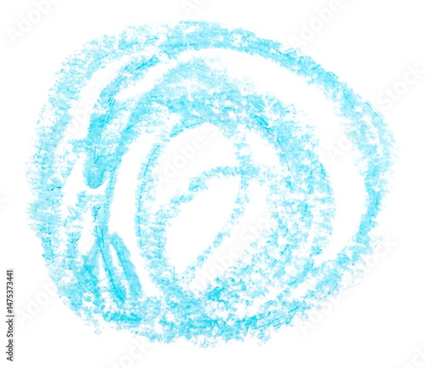 Obraz Doodle light blue squiggle round circle, simple hand drawn crayon sketch isolated