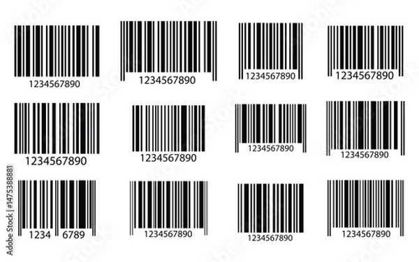 Fototapeta Barcode bar icon set vector. Collection of barcode icon for product identification, retail vector design element
