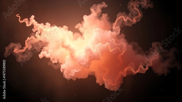 Fototapeta swirling orange smoke cloud with glowing center on dark background for use in abstract art, cosmic scenes, or mystical visual effects