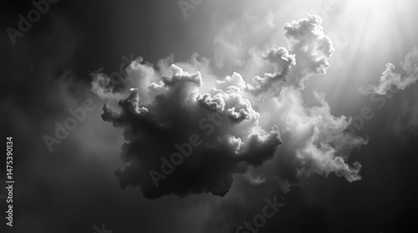 Fototapeta dramatic dark clouds with sunlight piercing mist for use in weather photography, atmospheric scenes, or dramatic nature visuals