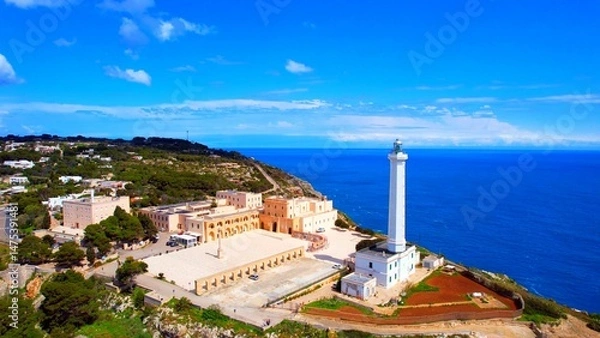 Obraz Santa Maria di Leuca - Italy, Apulia - Aerial view of Cape Lighthouse and Punta Meliso