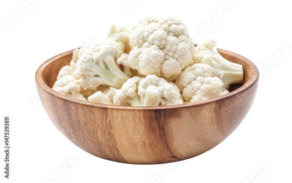 Obraz Bowl of white cauliflower isolated on white or transparent background