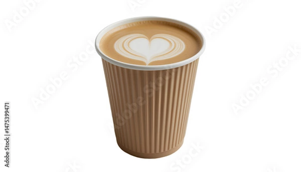 Fototapeta A disposable paper coffee cup isolated on transparent background 