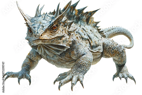 Fototapeta A strikingly detailed lizard showcasing unique textures and features.