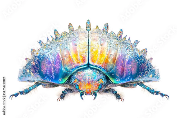 Fototapeta Colorful iridescent beetle with vibrant patterns and detailed texture.