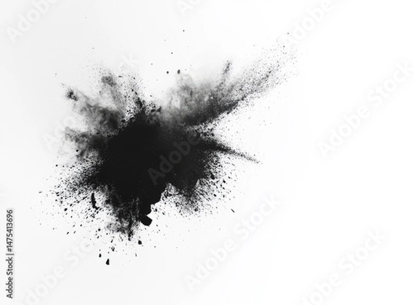 Obraz Black Powder Explosion on White Background