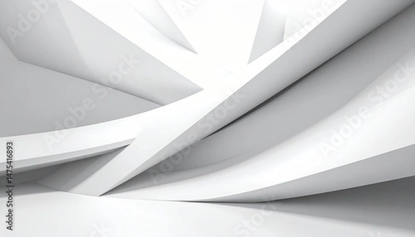 Fototapeta Abstract White Art Background with Dynamic Lines and Shapes