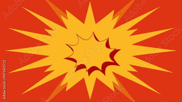 Fototapeta Halftone Explosion Scene with Cartoon Burst and Caption - Vector Template for Ad, Covers, Posters