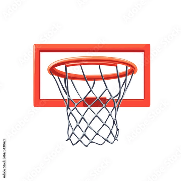 Fototapeta Basketball Hoop Flat vector, minimalist design, isolated on a white background.