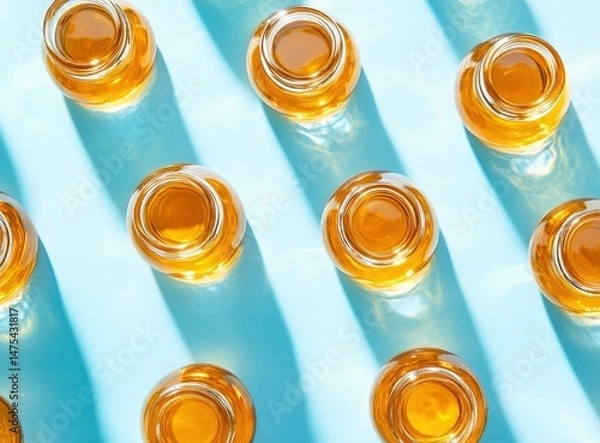 Obraz Honey Jars on Blue Background